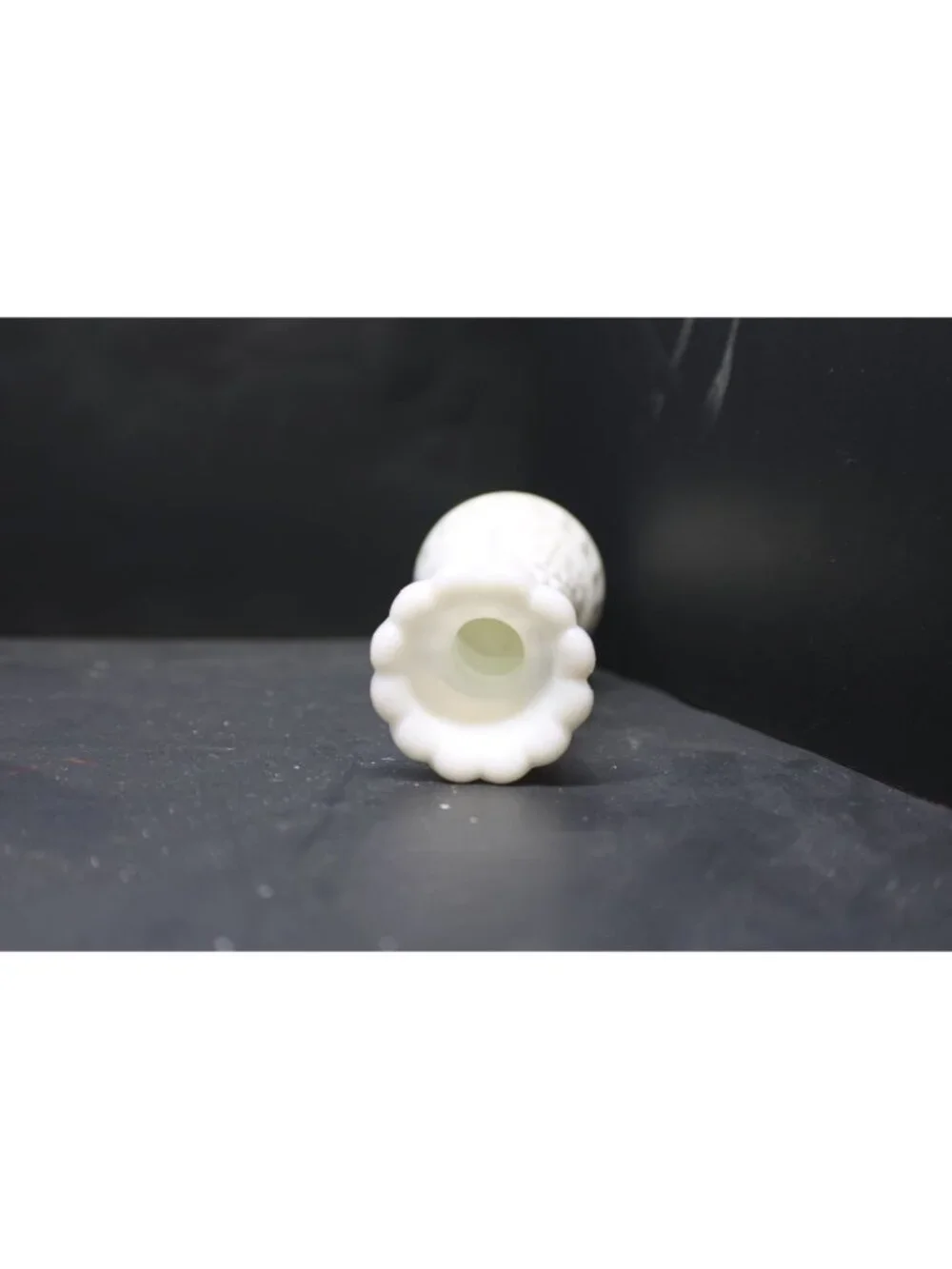 White Milk Glass Vase Diamond Ribbed Pattern 6.5